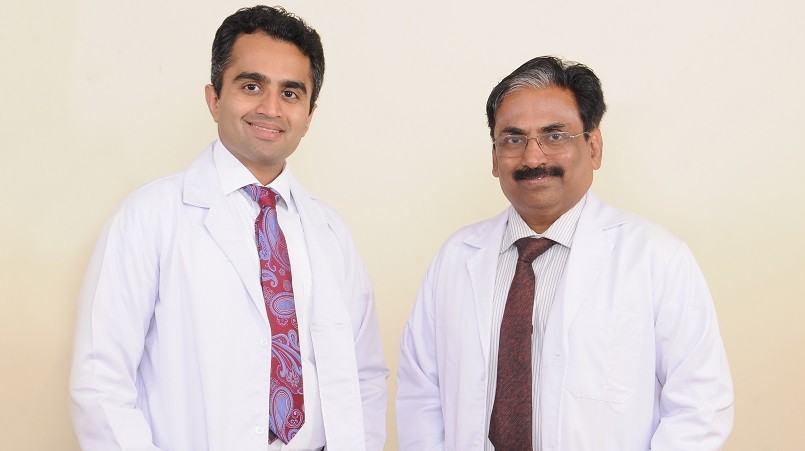 Dr. Aniketh Venkataram with his hair transplant & plastic surgery mentor, Dr. Venkataram Mysore